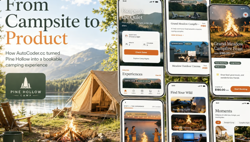 Campsite multi-role booking app case study built with AutoCoder